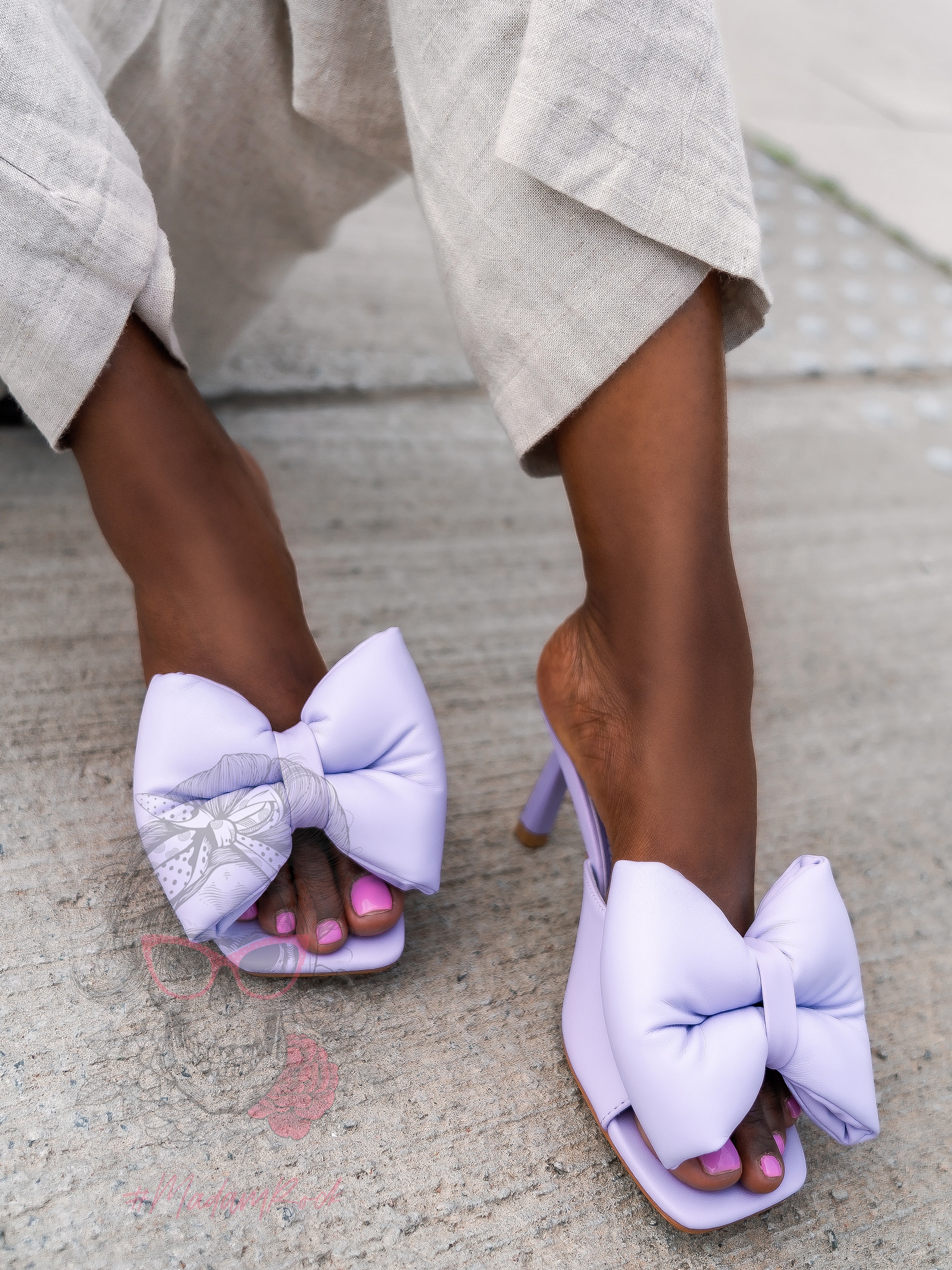 Klapki na obcasie Madam Minnie lila