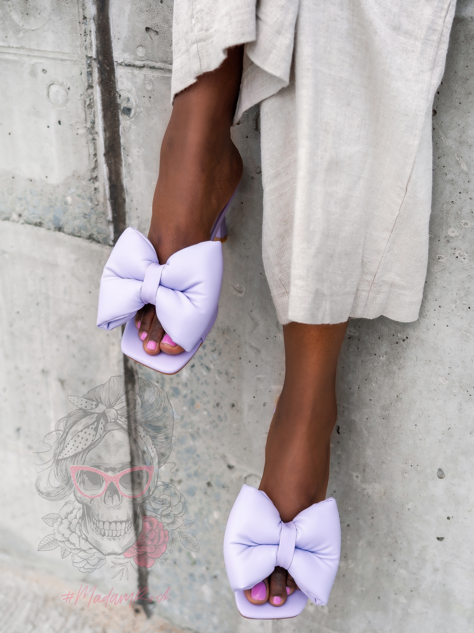 Klapki na obcasie Madam Minnie lila