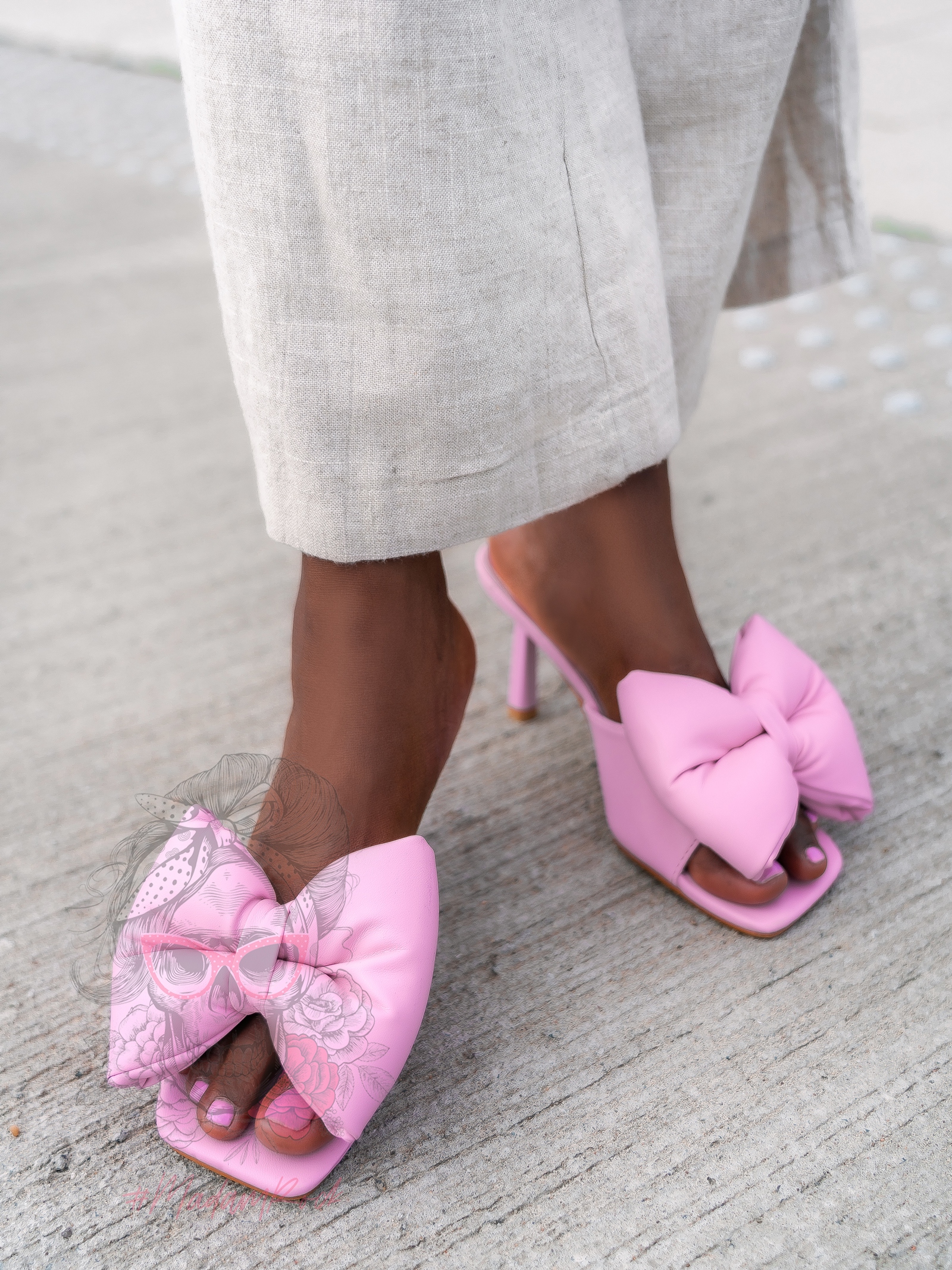 Klapki na obcasie Madam Minnie różowe Klapki na obcasie Madam Minnie różowe