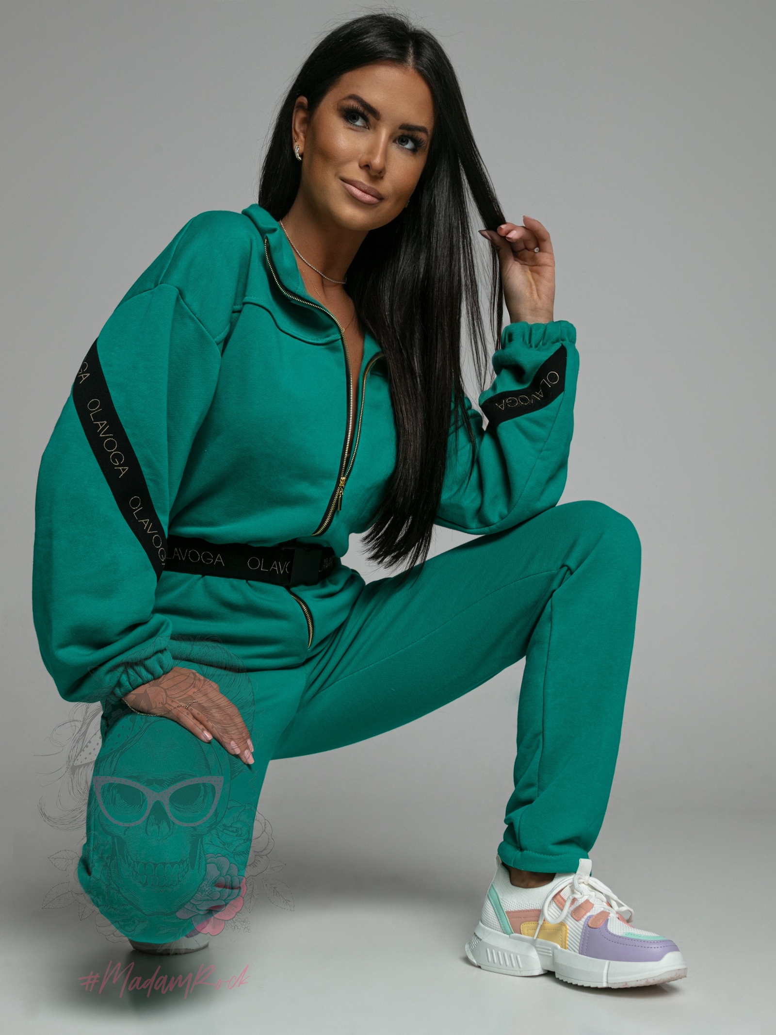 Kombinezon elegancki Fancy Stripe Ola Voga zielony