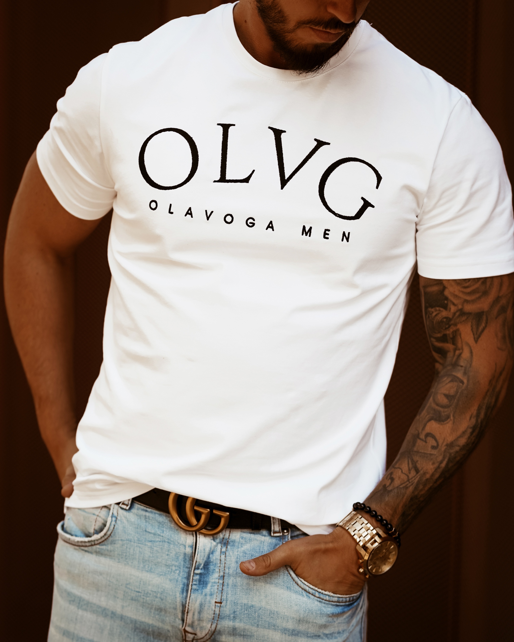 T-shirt męski bawełniany OLVG Men O'la Voga biały