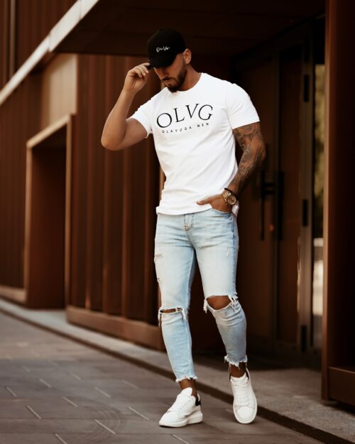 T-shirt męski bawełniany OLVG Men O'la Voga biały