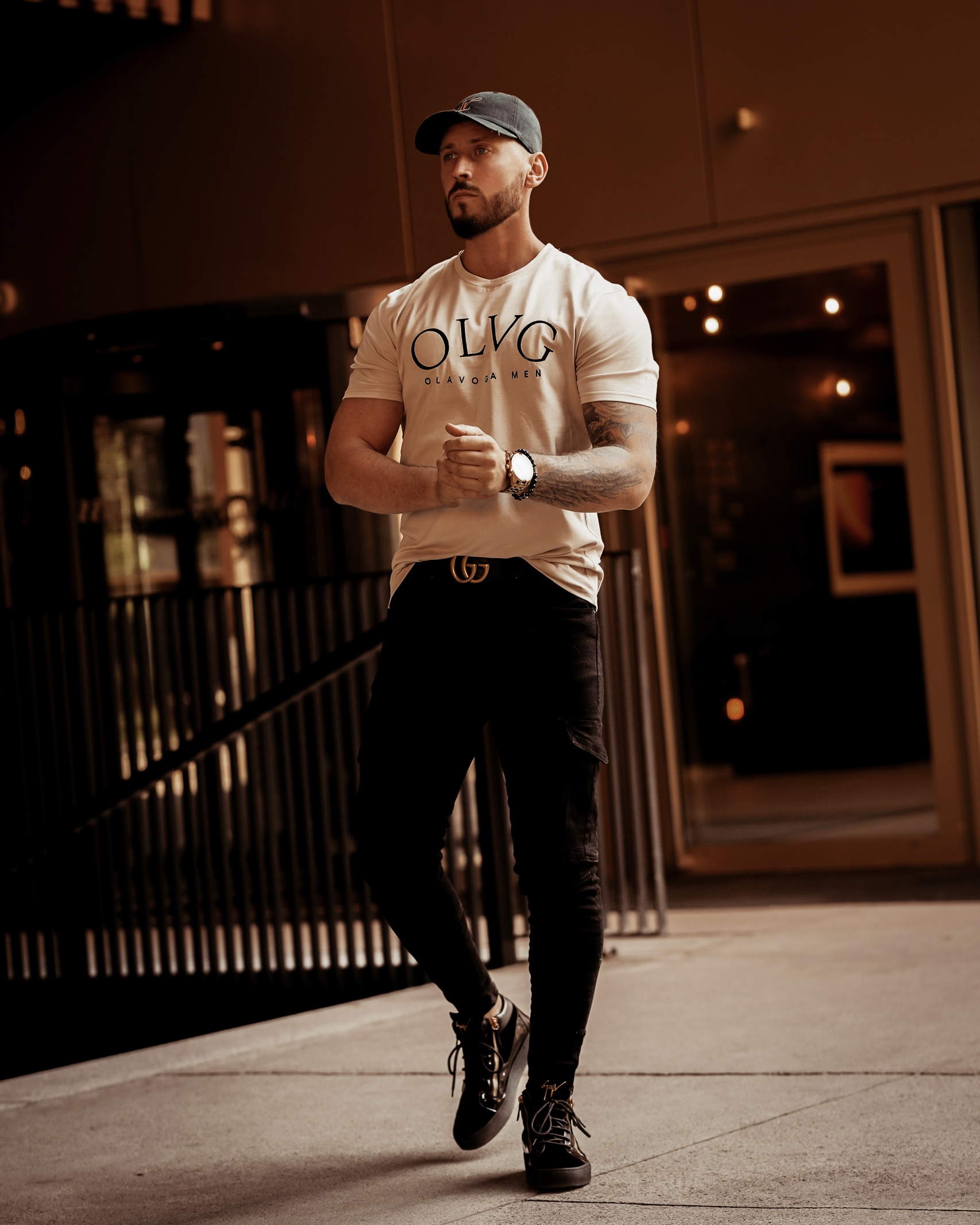 T-shirt męski bawełniany OLVG Men O'la Voga beżowy