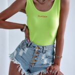 Body na ramiączka Shine Bright O'la Voga neonowe limonkowe