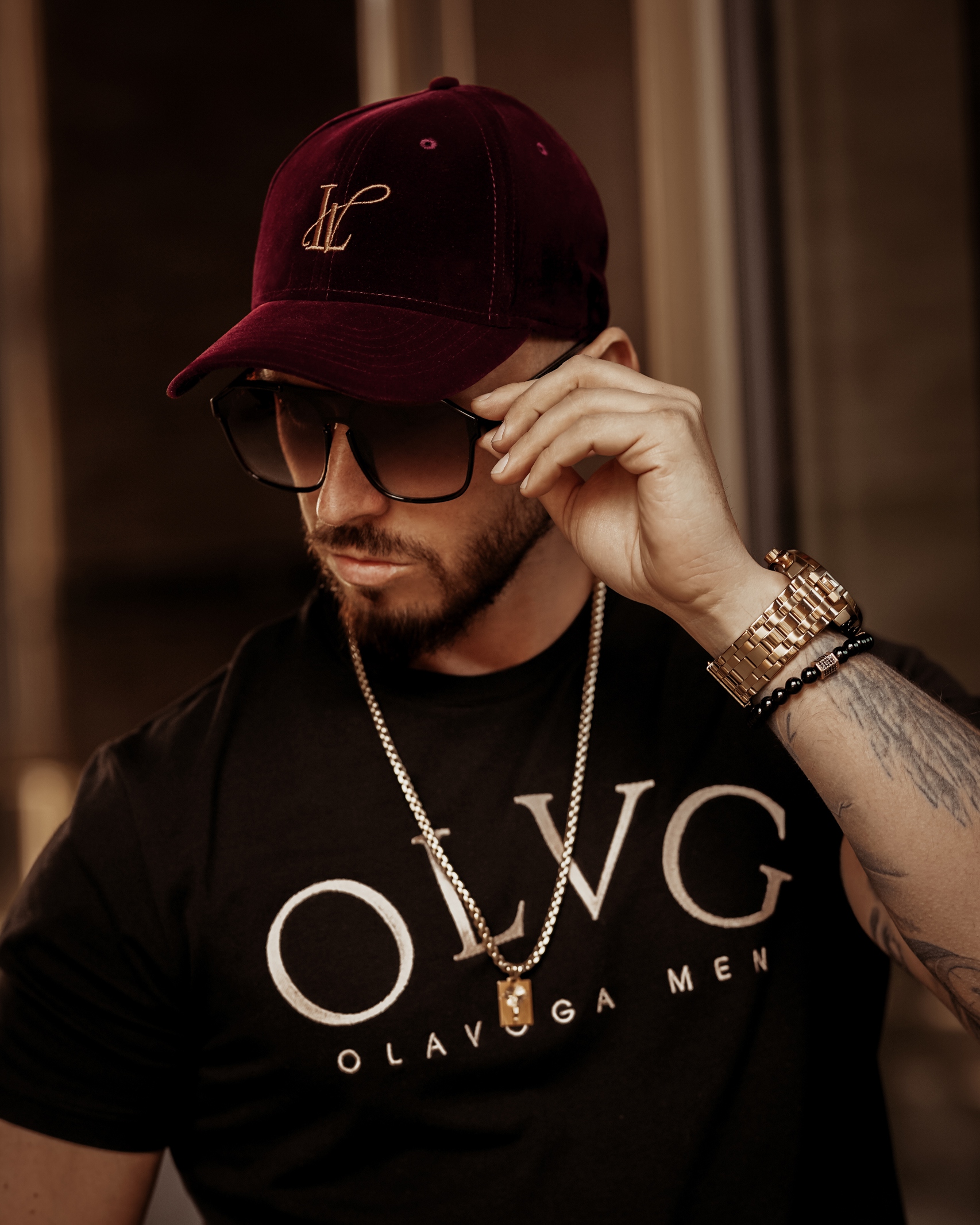 - WYPRZEDANE - Czapka z daszkiem O'la Voga Velvet Cup LV bordowa vs gold