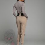 Spodnie bawełniane logowane Ola Voga Big Logo beżowe