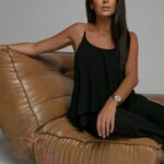 Top luźny na ramiączka Tulip czarny