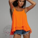 Top luźny na ramiączka Tulip neon pomarańcz
