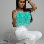 Top z piór premium Exclusivo miętowy