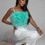 Top z piór premium Exclusivo miętowy