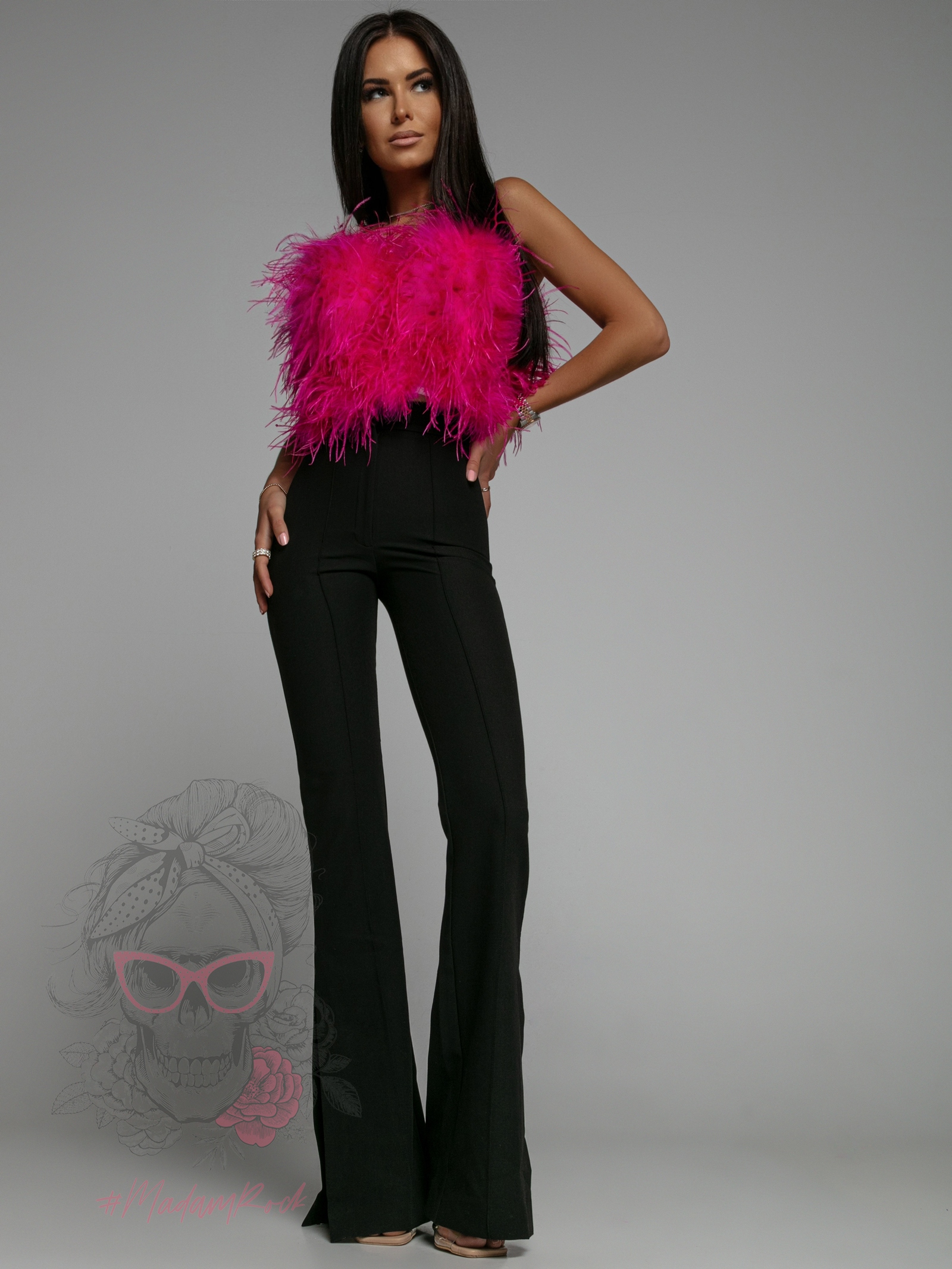 Top z piór premium Exclusivo fuksja