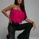 Top z piór premium Exclusivo fuksja