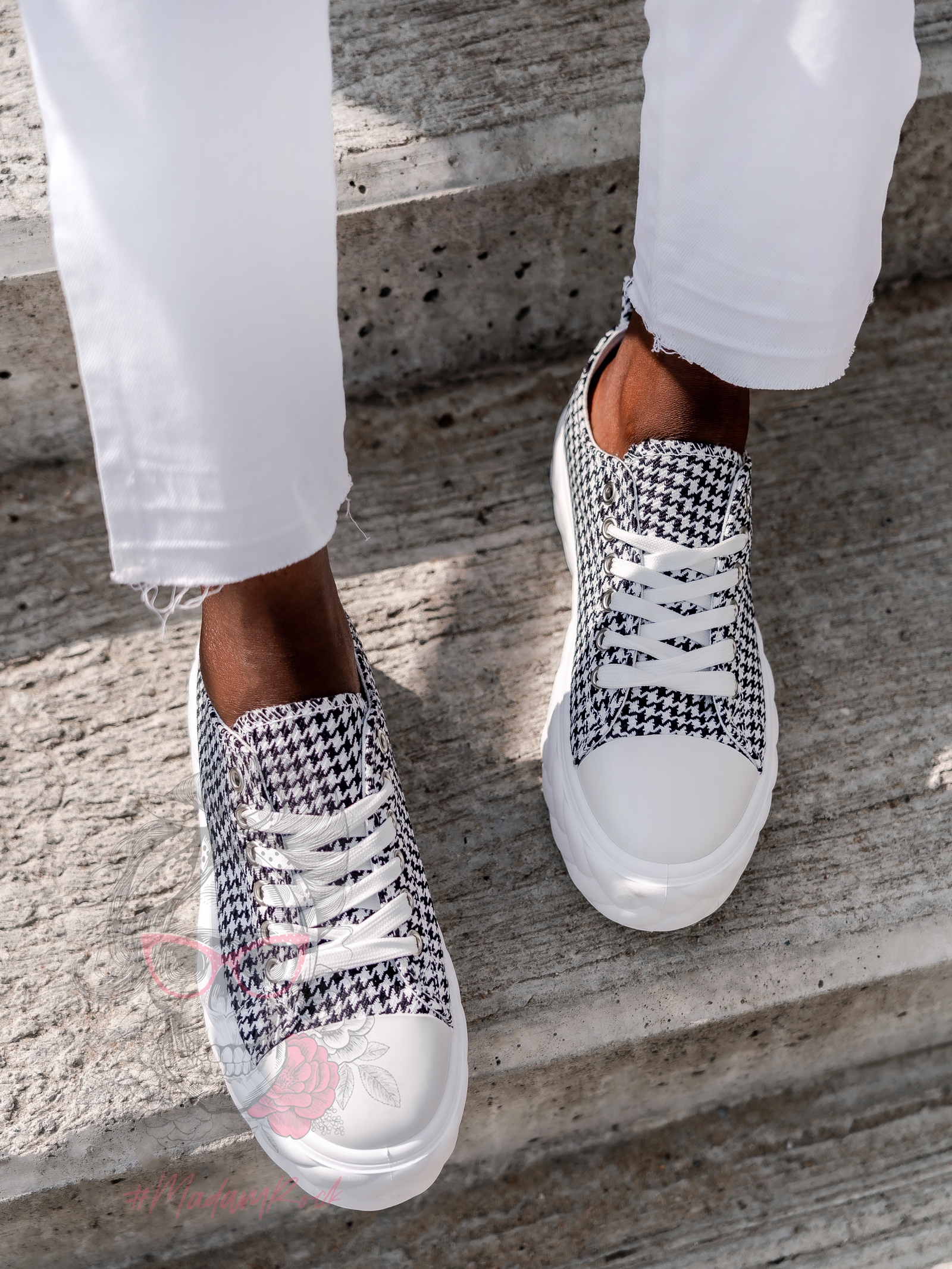 Trampki sportowe Madam Mapini biało-czarne