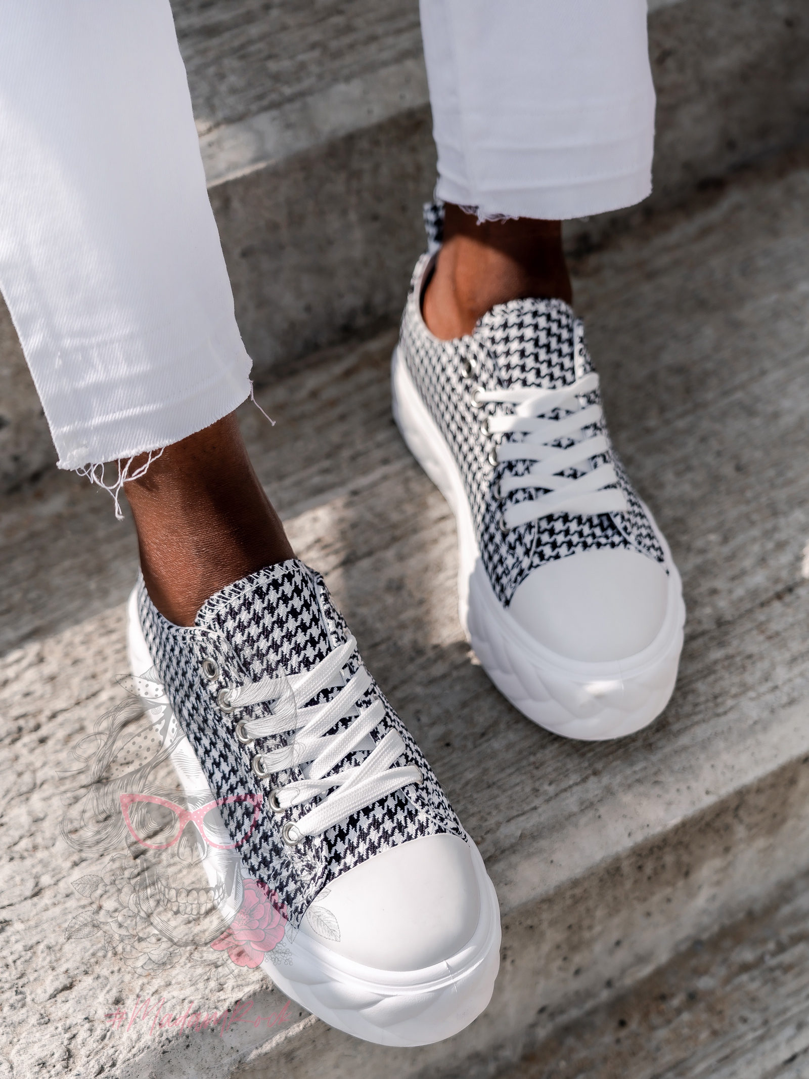 Trampki sportowe Madam Mapini biało-czarne Trampki sportowe Madam Mapini biało-czarne