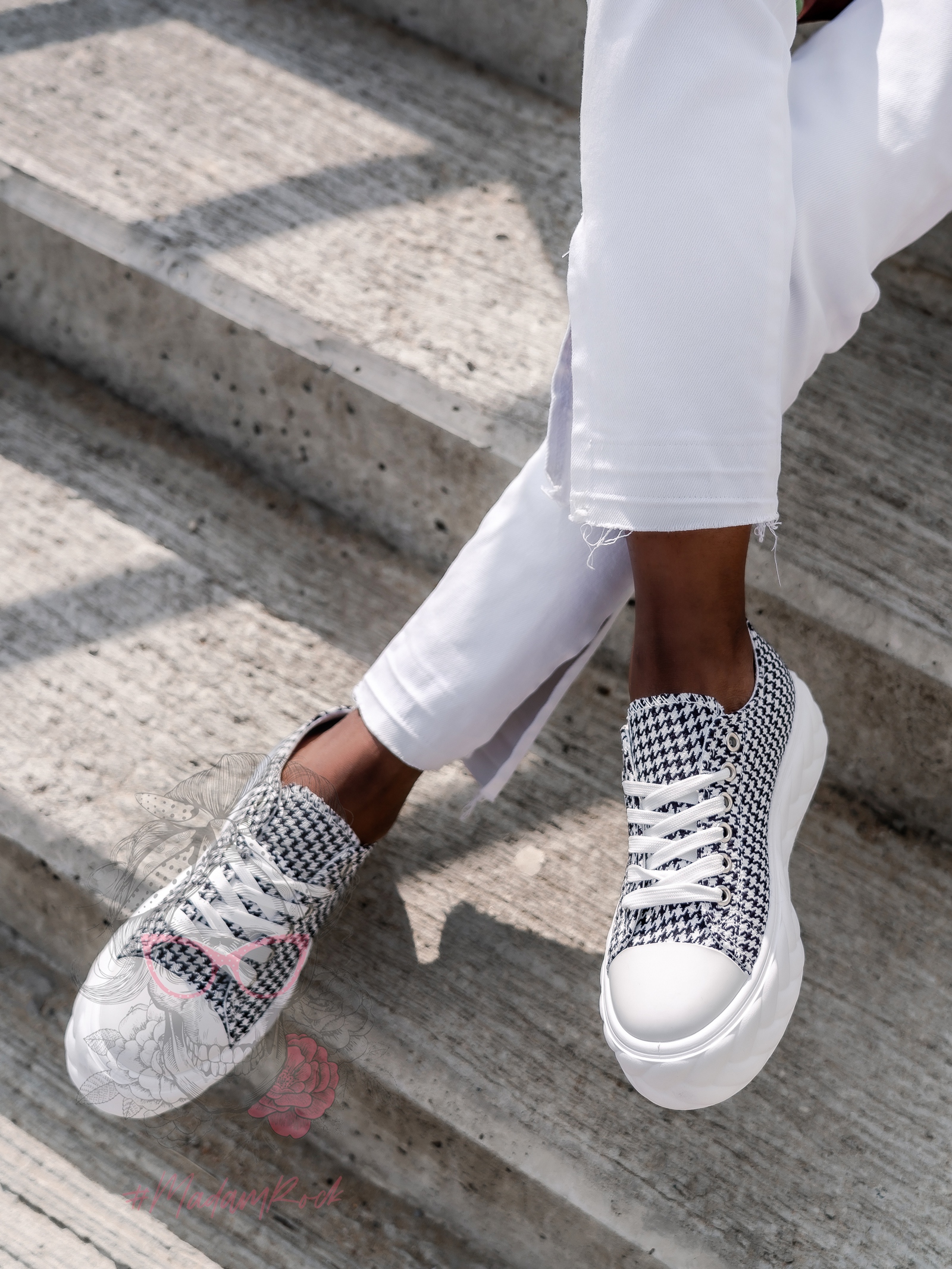 Trampki sportowe Madam Mapini biało-czarne Trampki sportowe Madam Mapini biało-czarne