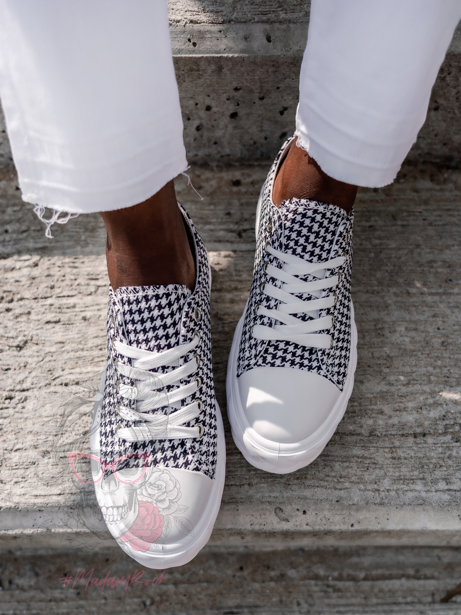 Trampki sportowe Madam Mapini biało-czarne Trampki sportowe Madam Mapini biało-czarne