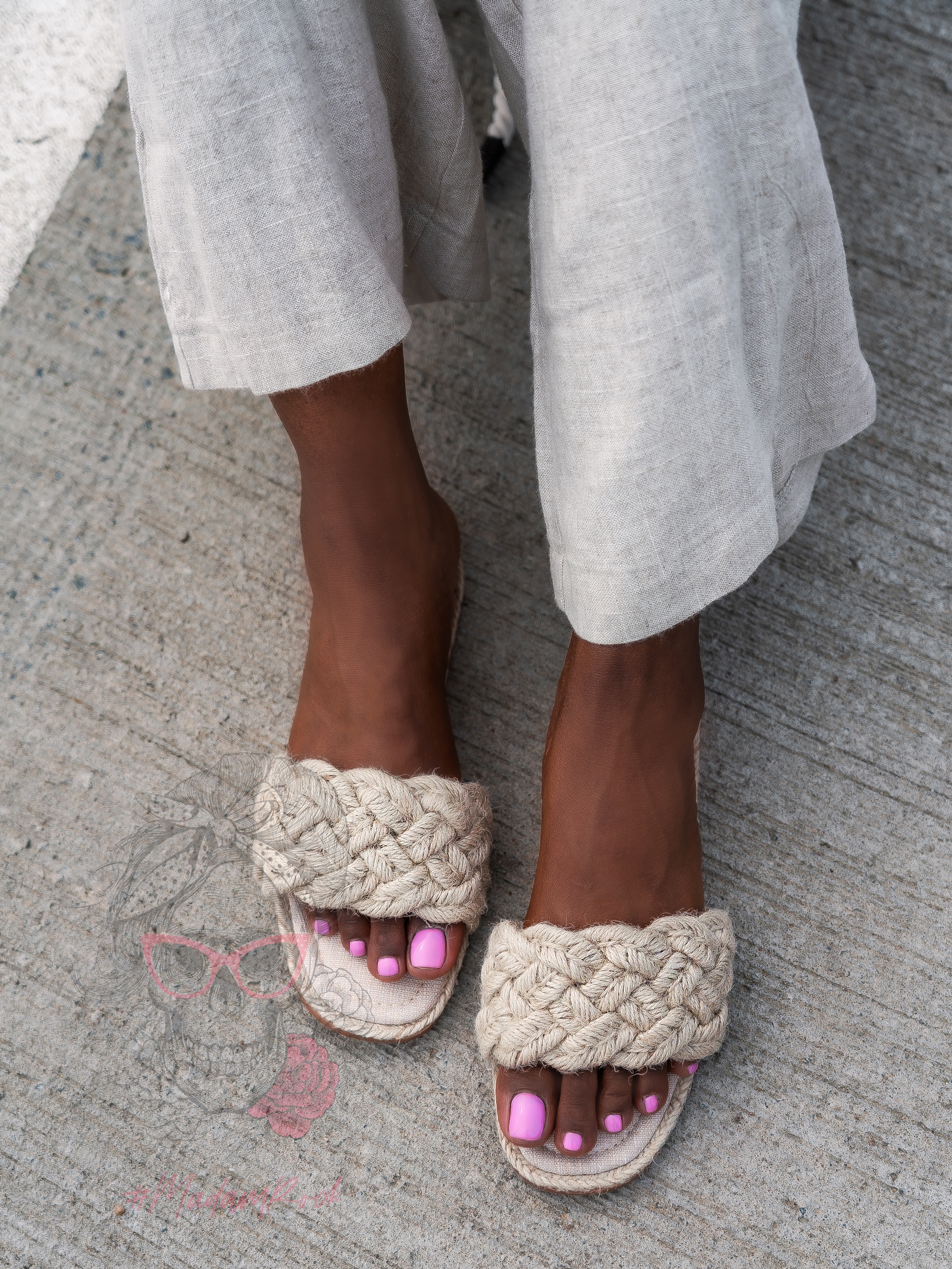 Klapki plecione Madam Tijuana beżowe