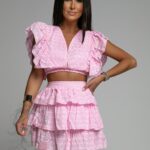 Komplet ażurowy Ola Voga boho Paloma róż