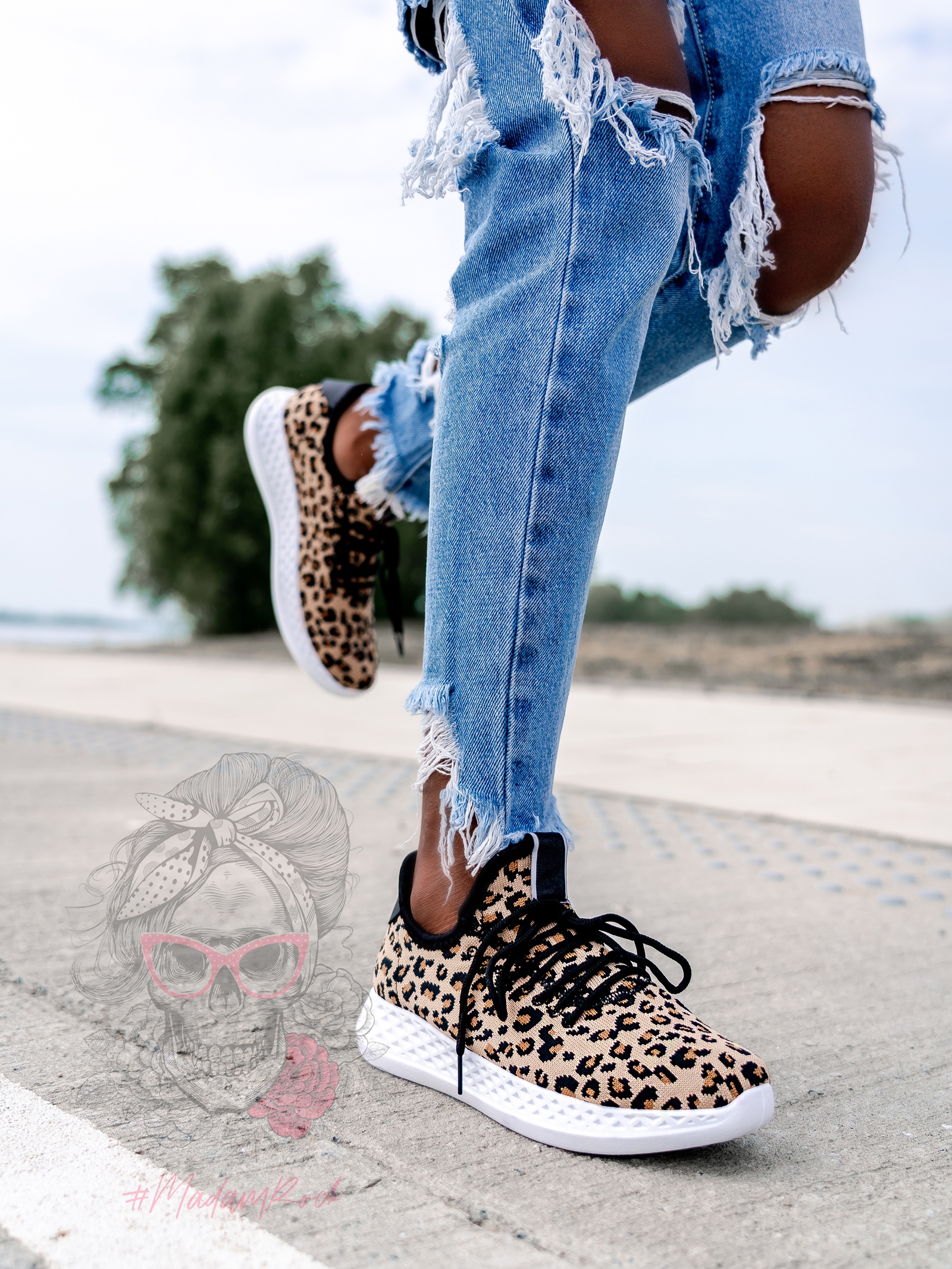 Buty sportowe Madam Gephart w panterkę