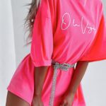 T-shirt bawełniany Ola Voga Mickey on Back neonowy różowy