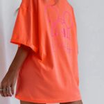 T-shirt bawełniany Ola Voga Mickey on Back neonowy pomarańczowy