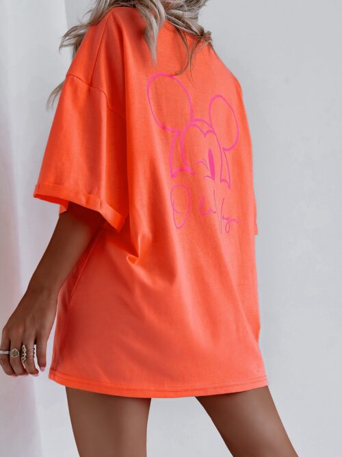 T-shirt bawełniany Ola Voga Mickey on Back neonowy pomarańczowy