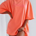 T-shirt bawełniany Ola Voga Mickey on Back neonowy pomarańczowy