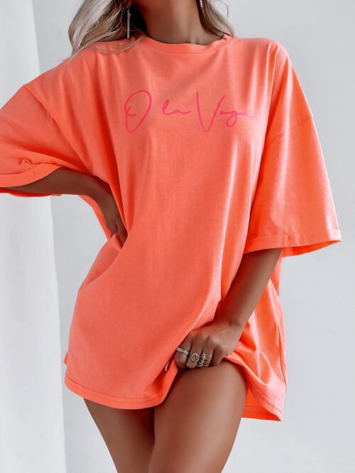 T-shirt bawełniany Ola Voga Mickey on Back neonowy pomarańczowy