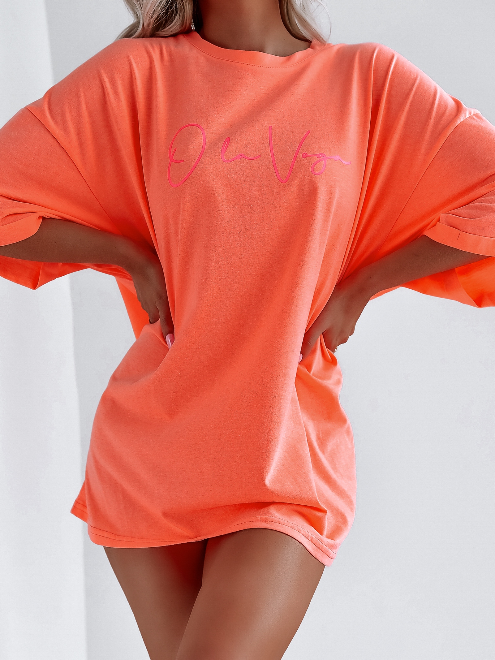 T-shirt bawełniany Ola Voga Mickey on Back neonowy pomarańczowy T-shirt bawełniany Ola Voga Mickey on Back neonowy pomarańczowy