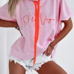 Bluza z haftem Two Ola Voga pudrowy róż