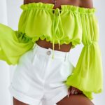 Bluzka hiszpanka Romantic Style O'la Voga limonkowa