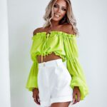 Bluzka hiszpanka Romantic Style O'la Voga limonkowa