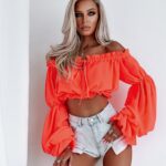 Bluzka hiszpanka Romantic Style O'la Voga koralowa