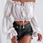 Bluzka hiszpanka Romantic Style O'la Voga beżowa