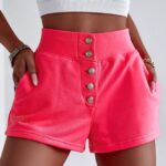 Spodenki z guzikami Luxury Shorts O'la Voga neonowe różowe