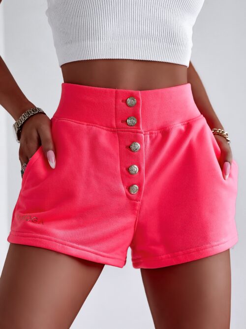 Spodenki z guzikami Luxury Shorts O'la Voga neonowe różowe