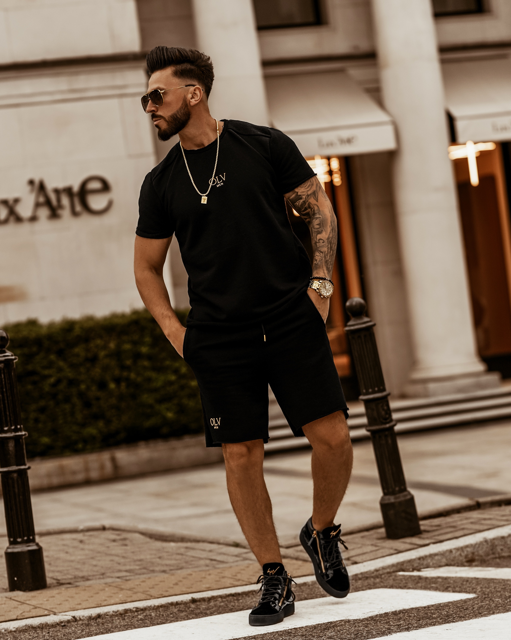Komplet męski ze spodenkami Olv Man OLA VOGA czarny