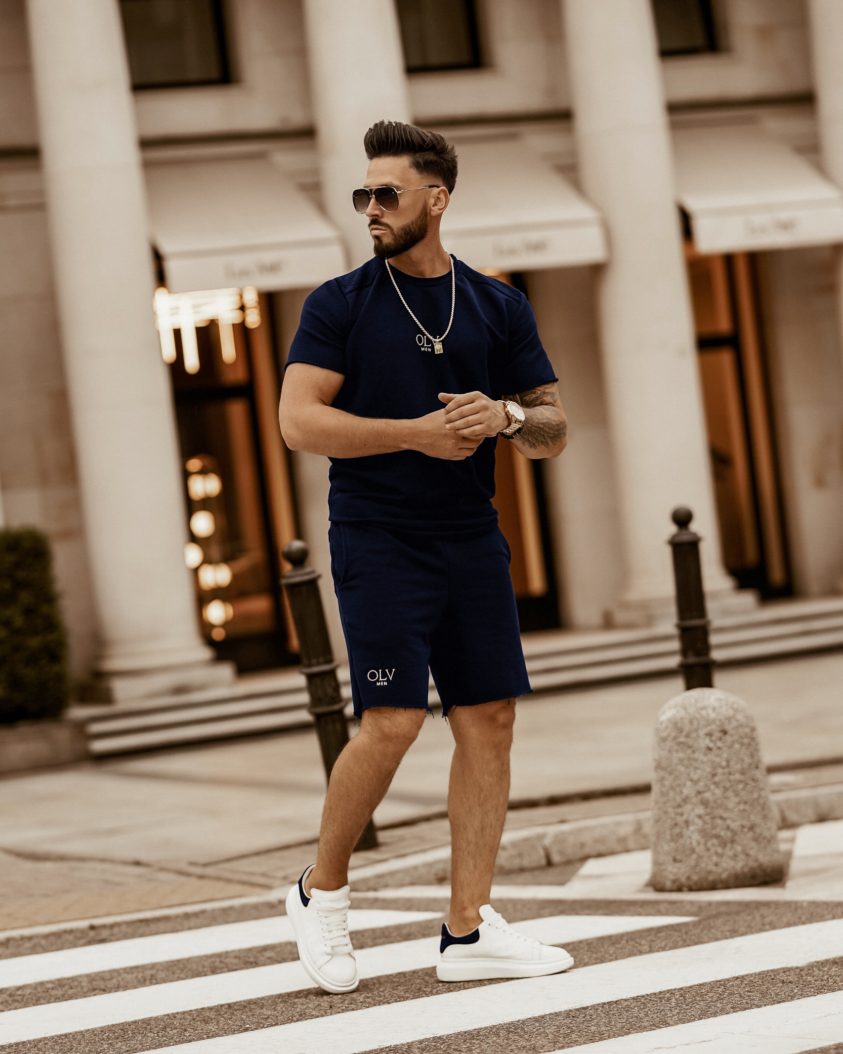 Komplet męski ze spodenkami Olv Man OLA VOGA granatowy