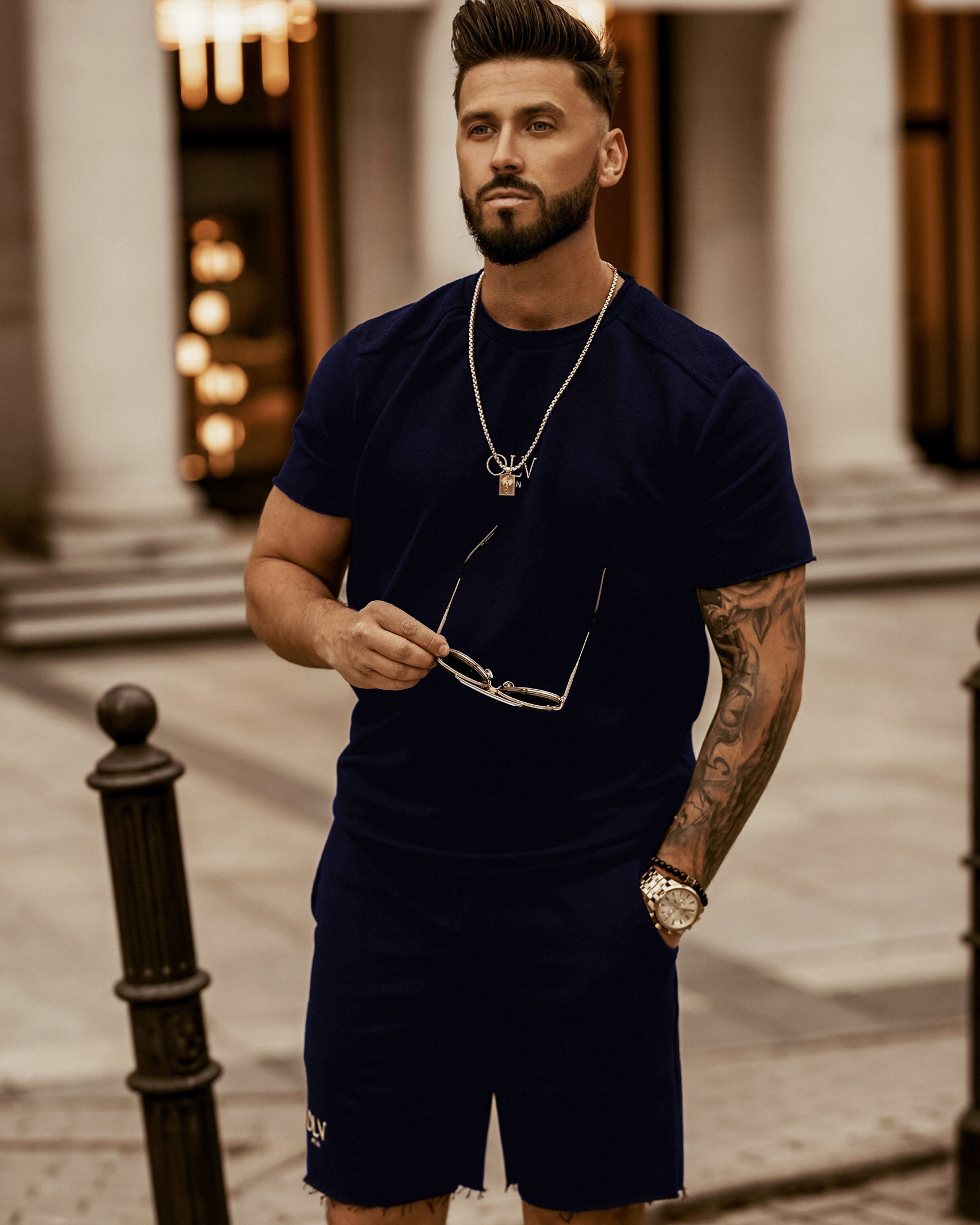 Komplet męski ze spodenkami Olv Man OLA VOGA granatowy