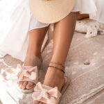 Klapki płaskie Madam Zefic pudrowe