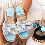 Klapki płaskie Madam Zefic błękitne