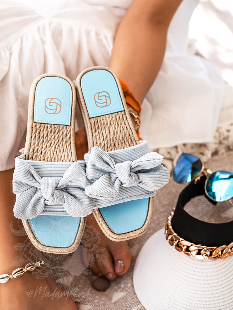 Klapki płaskie Madam Zefic błękitne