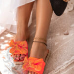 Klapki płaskie Madam Zefic neonowy pomarańcz