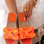 Klapki płaskie Madam Zefic neonowy pomarańcz