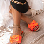 Klapki płaskie Madam Zefic neonowy pomarańcz