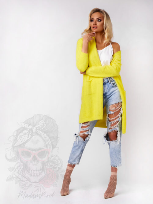 Sweter długi moherowy IceCloud cytrynowy