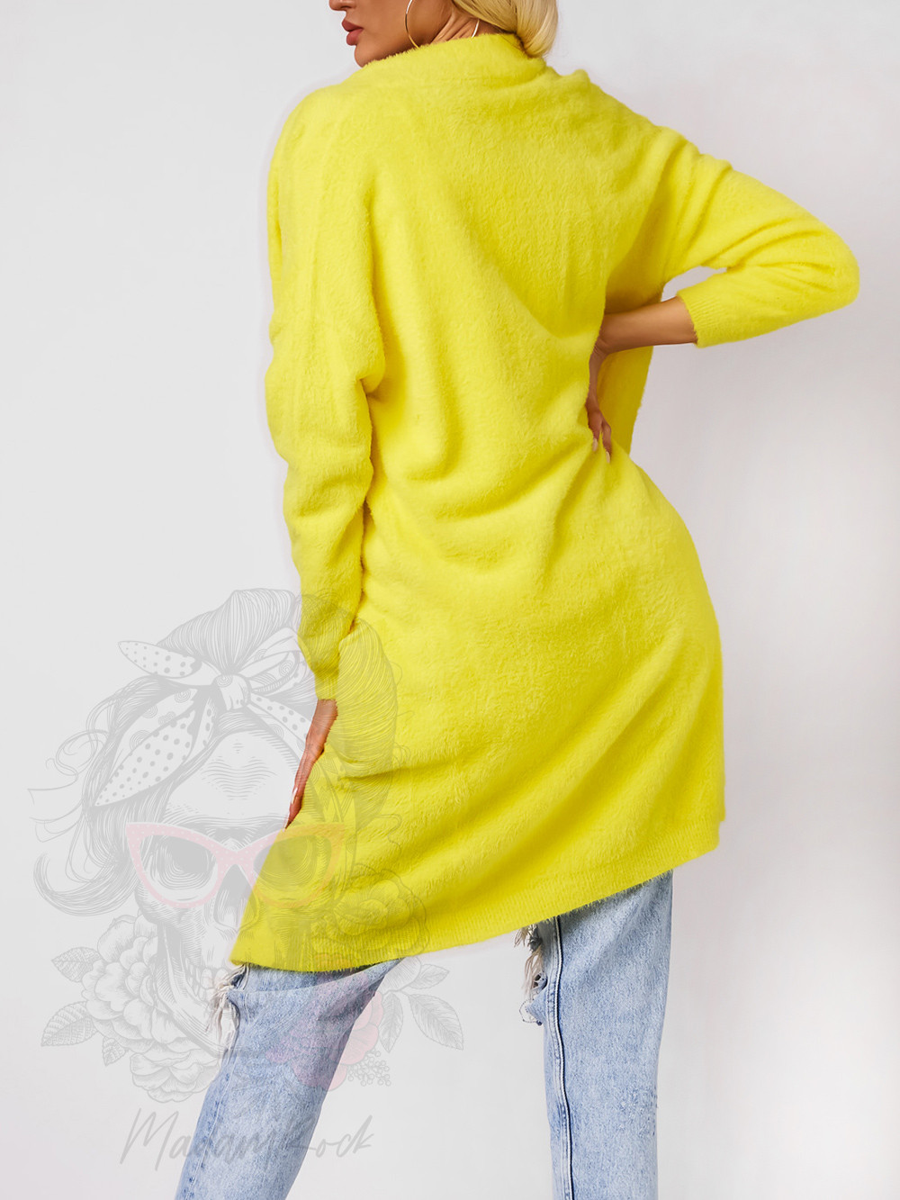 Sweter długi moherowy IceCloud cytrynowy