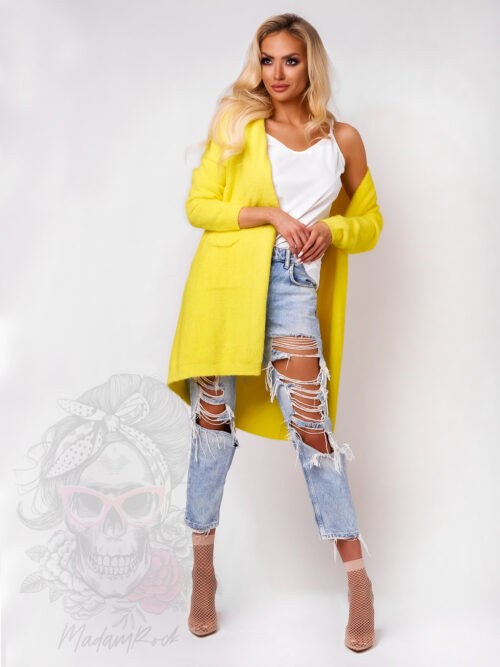 Sweter długi moherowy IceCloud cytrynowy