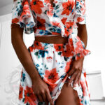 Komplet wakacyjny NB Seszeli biały w kwiaty