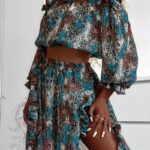 Komplet bluzka plus spodnie NB Aggati wężowy turkus